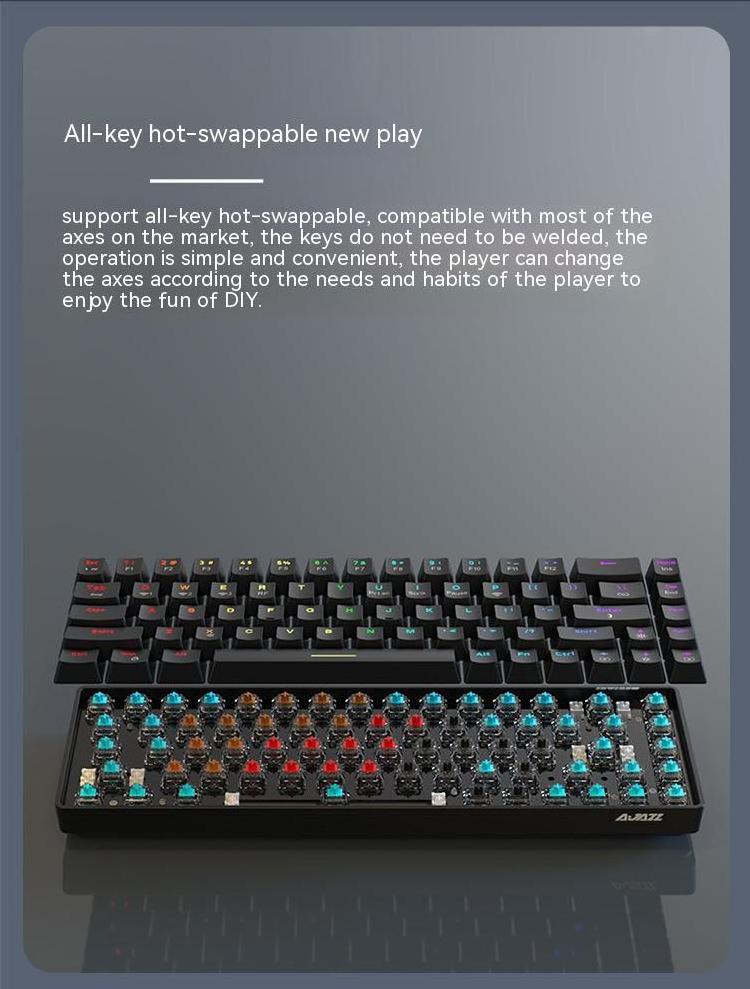 Ajazz K685T 68 Keys RGB Hot-Swapping Gaming 3 Mode BT 2.4G Wireless Mechanical Keyboard