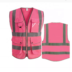 Factory CE  Logo Printed Construction Cotton Motorcycle Running China Riding Tribe Mesh Reflective high vis pink safty vest