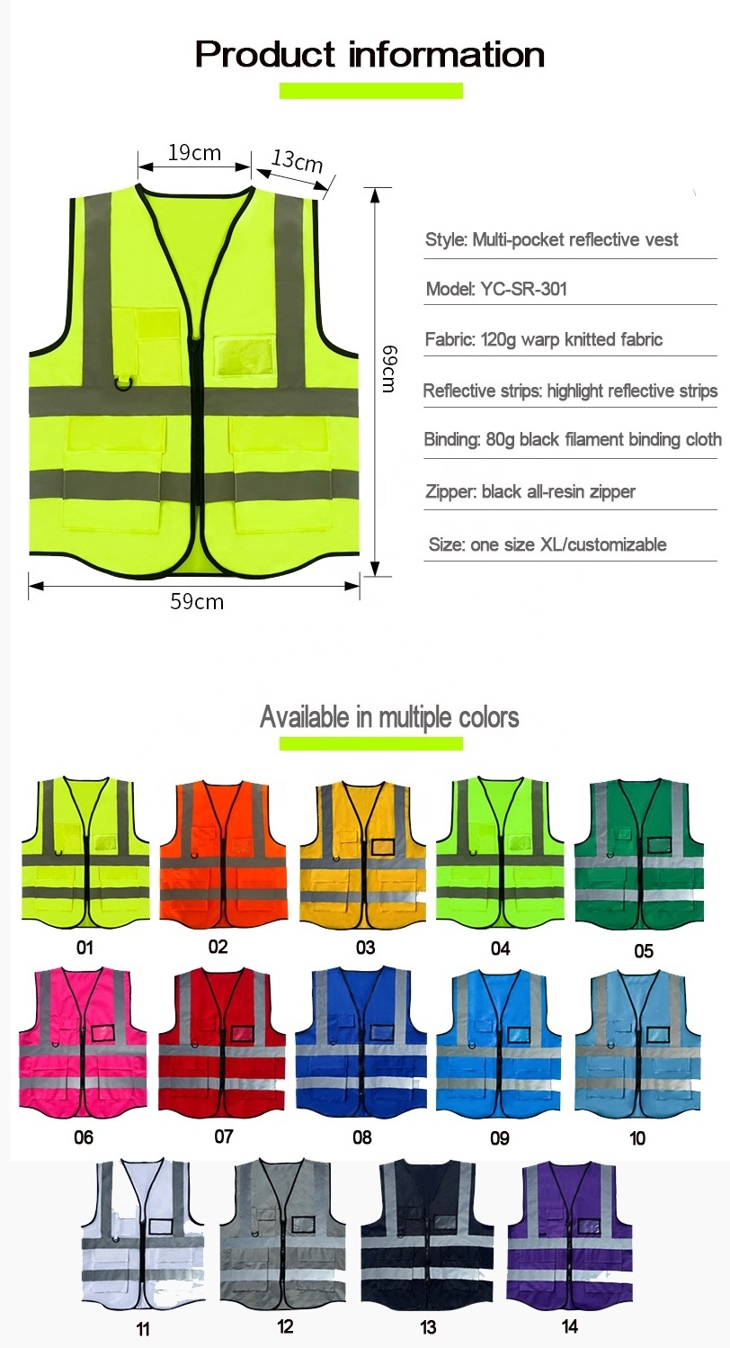 Manufacture wholesale  professional high visibility mesh construction workwear traffic reflective safety  vest