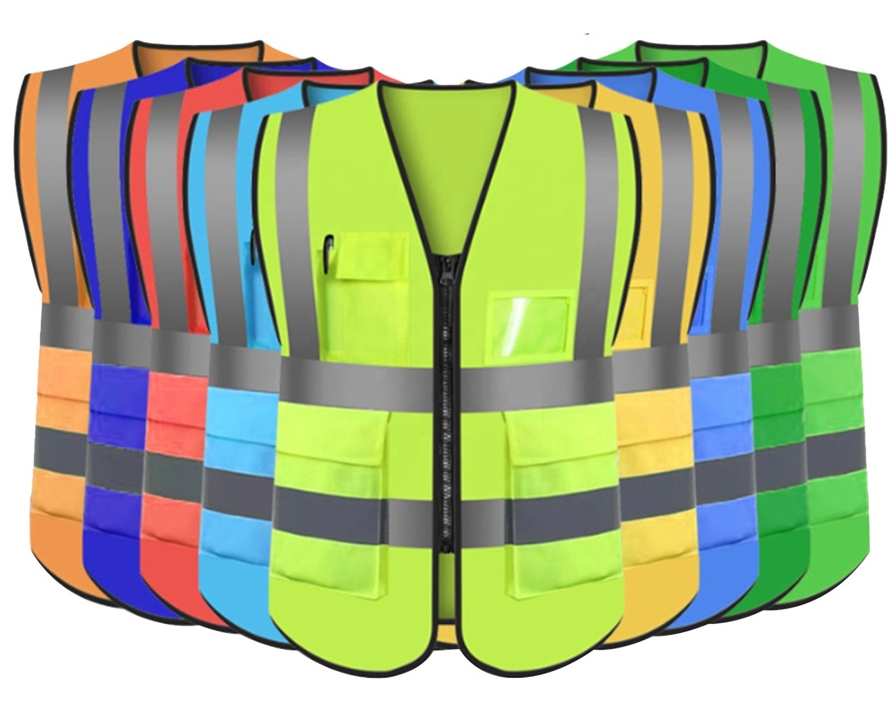 Factory Custom Security Jacket Construction High Visibility Work Reflector Clothing Signaling Safety Reflective Vests