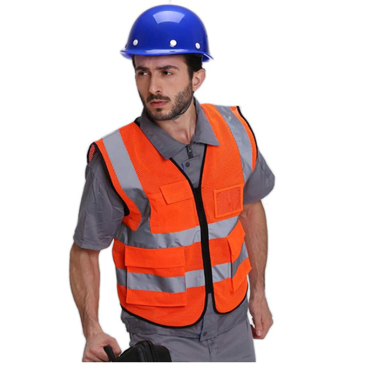 Hi visibility mesh multi-pocket reflective safety vest with pocket purple safety reflective jacket