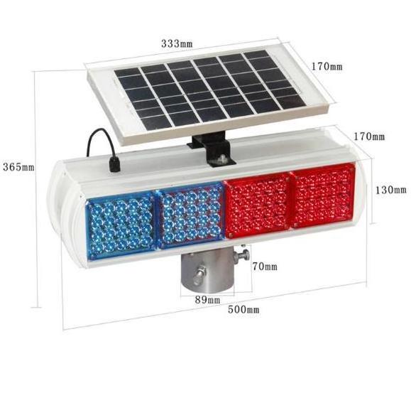 Four sides red and blue solar traffic signal  warning strobe light Four sides warning strobe lights LED Solar Warning Light