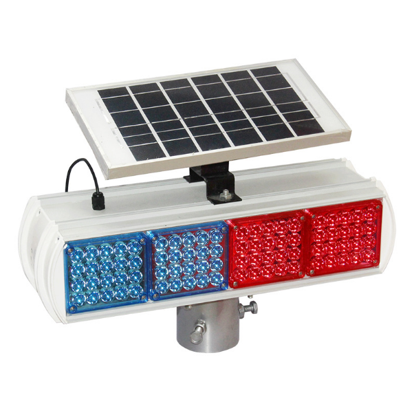 Four sides red and blue solar traffic signal  warning strobe light Four sides warning strobe lights LED Solar Warning Light