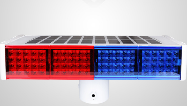 Four sides red and blue solar traffic signal  warning strobe light Four sides warning strobe lights LED Solar Warning Light