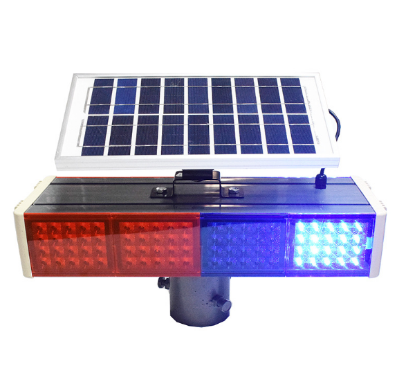 Four sides red and blue solar traffic signal  warning strobe light Four sides warning strobe lights LED Solar Warning Light