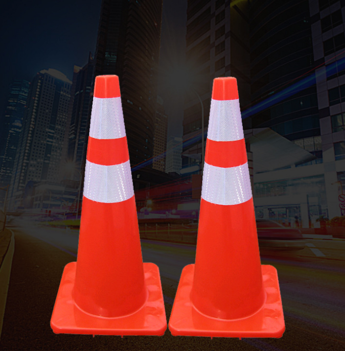 Hot sale colored flowing base PU traffic cone for safety PVC Safety Cones 47cm Orange Reflective Traffic Road Cones