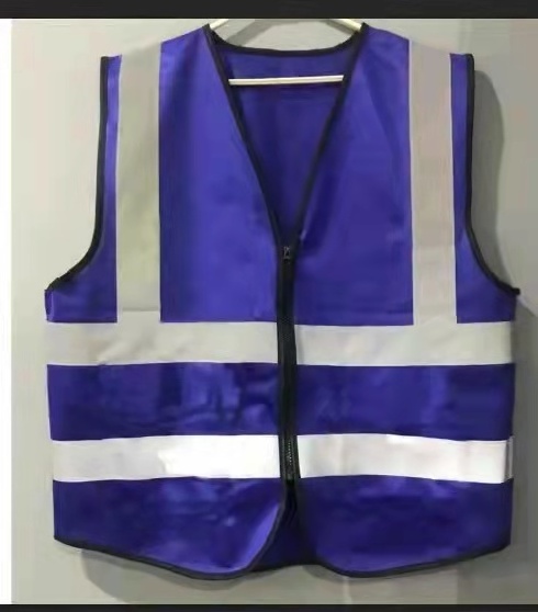 Customized logo 100% Polyester red running reflective  telephone vest front zipper cheap safety vest