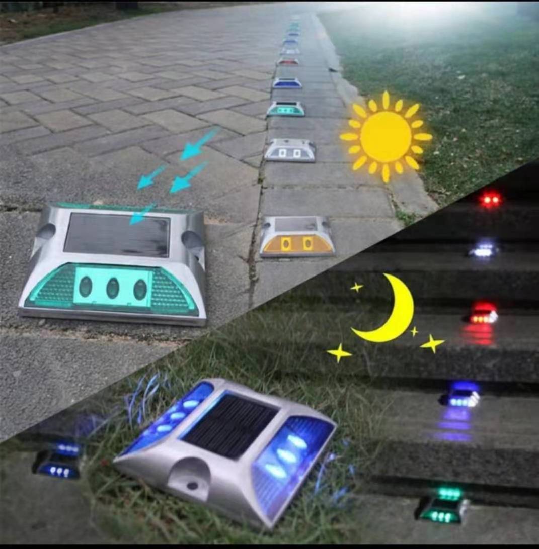 Outdoor uken traffic signal light road 6 led solar spike light  temperature controlled solar road studs