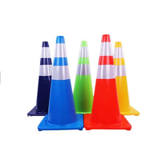 Hot sale colored flowing base PU traffic cone for safety PVC Safety Cones 47cm Orange Reflective Traffic Road Cones