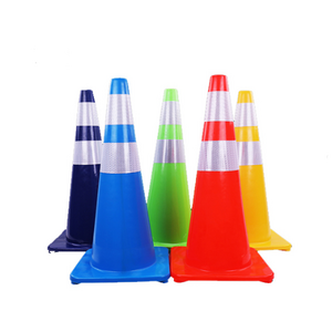 Hot sale colored flowing base PU traffic cone for safety PVC Safety Cones 47cm Orange Reflective Traffic Road Cones