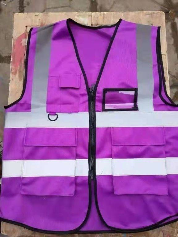 Customized logo 100% Polyester red running reflective  telephone vest front zipper cheap safety vest