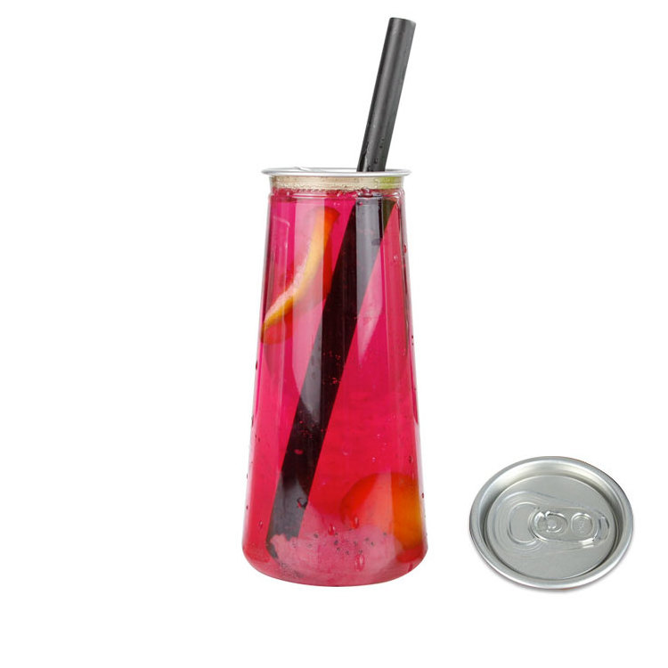 Plastic PET Can Easy Open Transparent Custom Cup for Cold Drink Soda Soft Carbonated Beverage Bottle