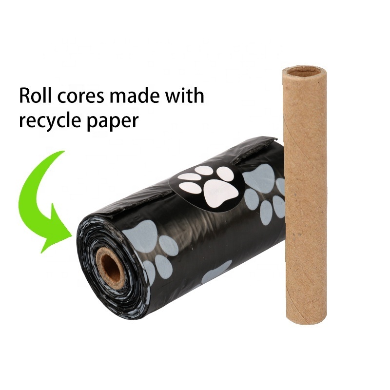 16 rolls English neutral + 1 dispenser, EPI eco-friendly and biodegradable technology black footprint dog poop garbage bags