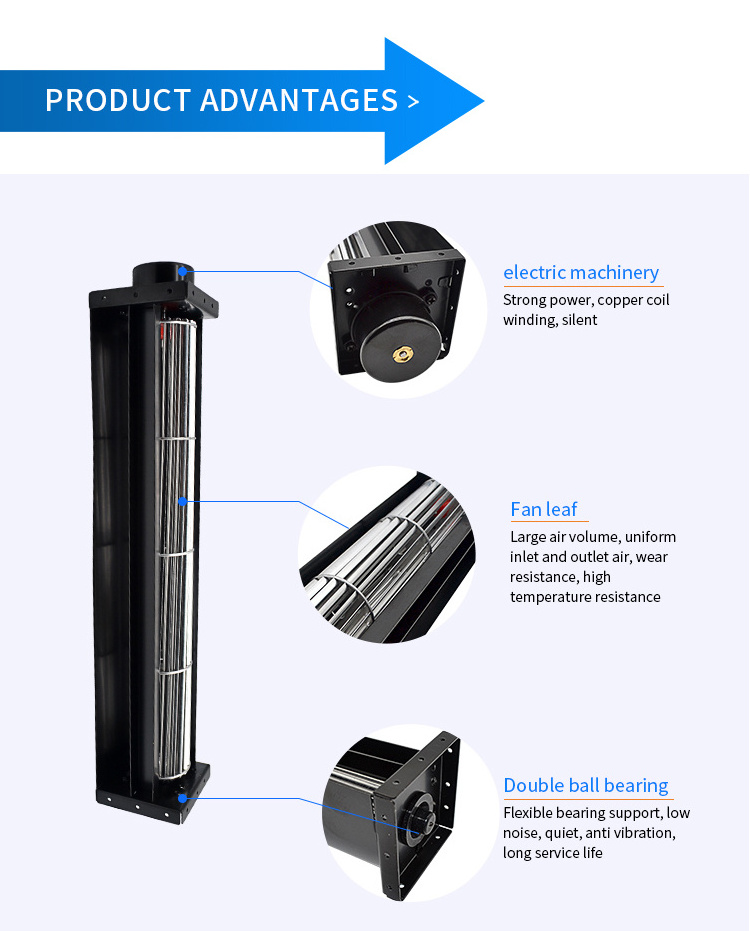 Cross flow fan Low Noise 40x190 mm cross flow fan radiator Brushless Motor 12V tangential dc fan