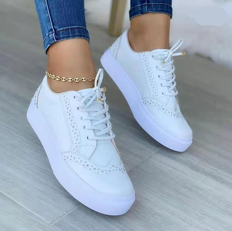 Women's Low-cut Brown Retro Suede Hollow Lace Up Leather Custom Shoes Sport Running Shoes Ladies Sneakers Casual Shoes For Women