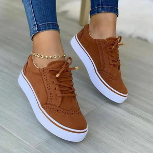 Women's Low-cut Brown Retro Suede Hollow Lace Up Leather Custom Shoes Sport Running Shoes Ladies Sneakers Casual Shoes For Women