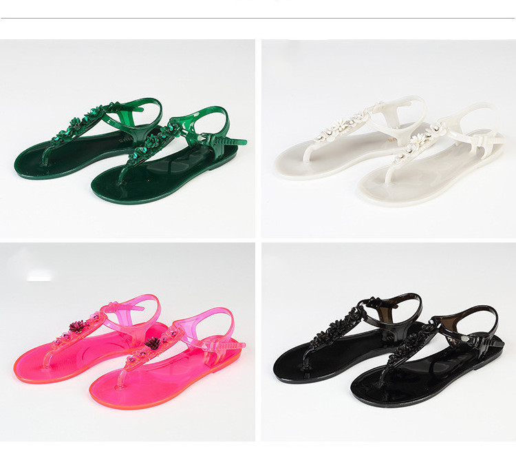 Flower Plastic Sandals Women Flip Flop Summer T-buckle Non-slip Beach Slippers Flip Flops