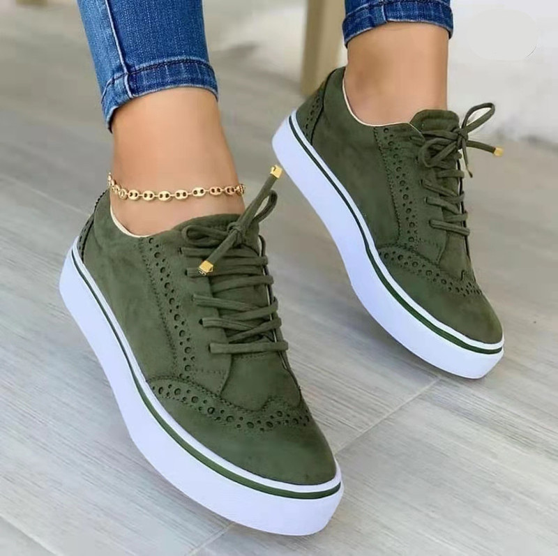 Women's Low-cut Brown Retro Suede Hollow Lace Up Leather Custom Shoes Sport Running Shoes Ladies Sneakers Casual Shoes For Women