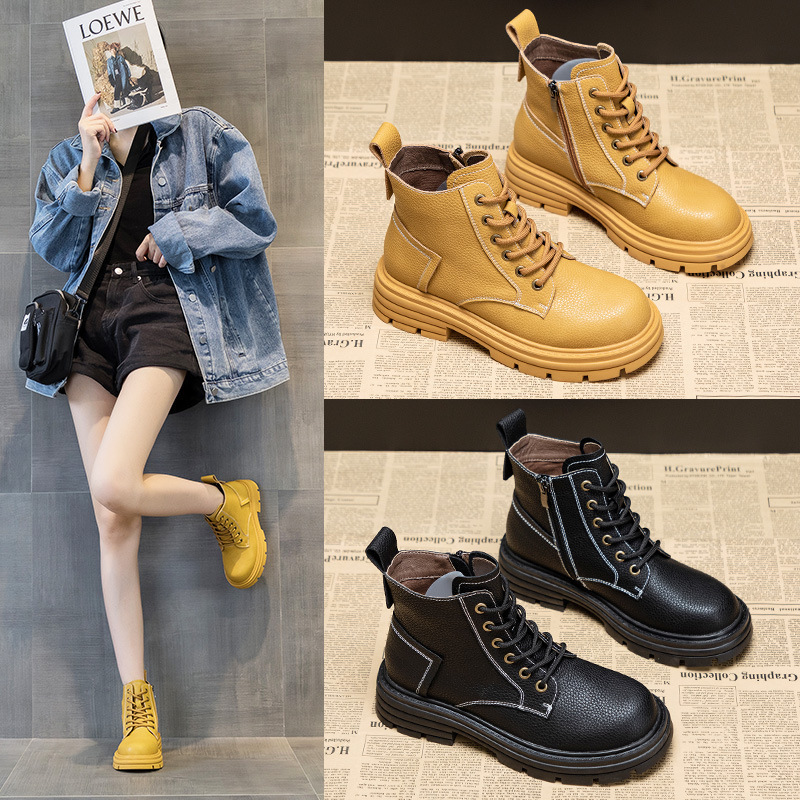 Leather Thick Soled Martin Boots Women's New In Summer Super Popular Versatile Thin Autumn Casual Short Ankle Boots Women