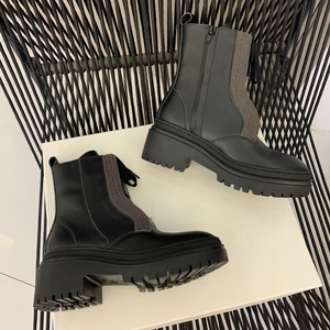 Heated leather fashion boots leather Lflat Ankle Designer Boots