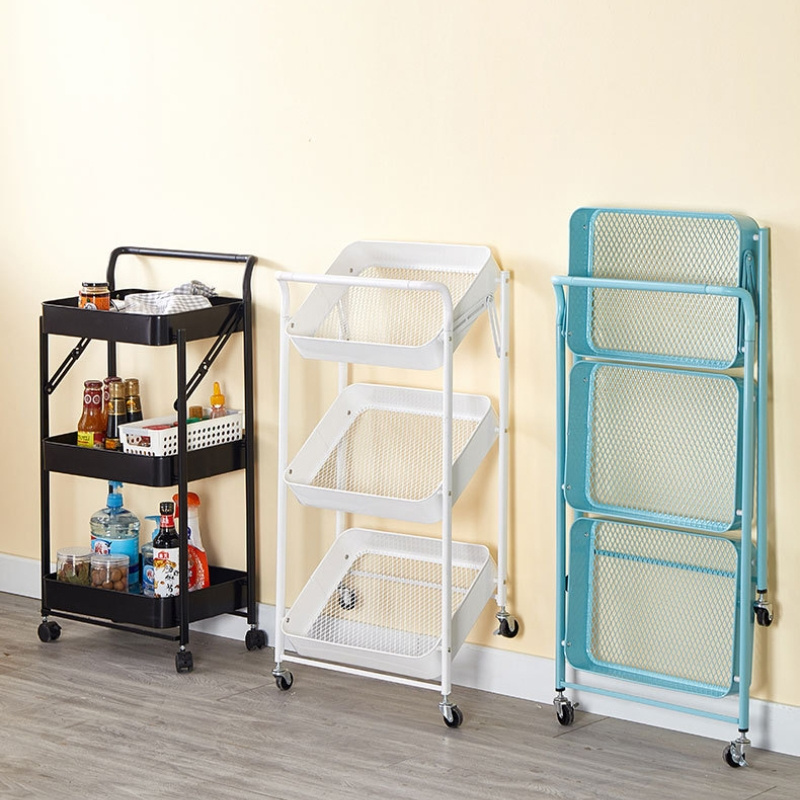 Competitive Price Kitchen Trolley Bedroom Snacks Cart Bathroom Modern Metal Storage Rack with Wheels