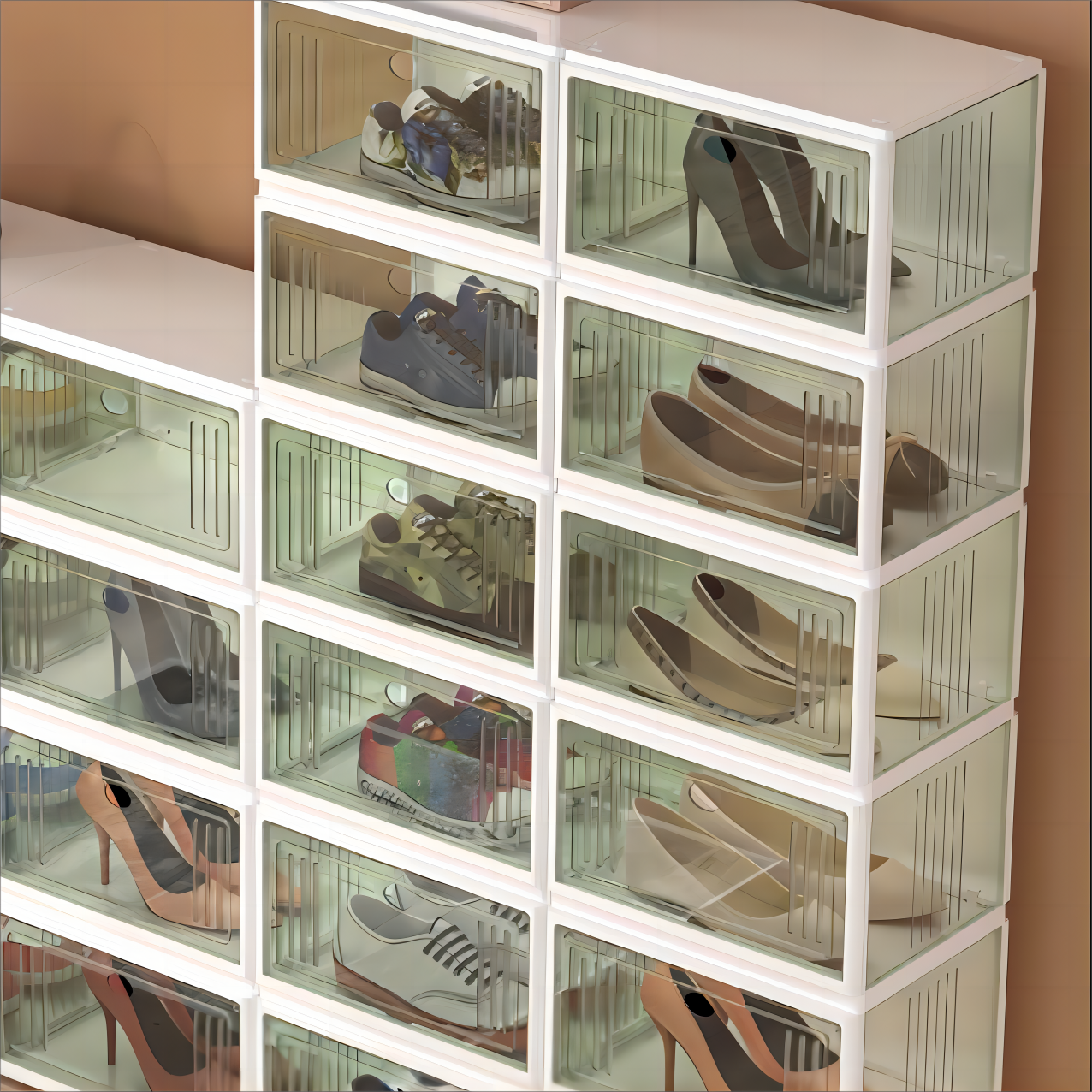 Modern Shoes Boxes Dustproof Moistureproof Stacking Shoes Storage Cabinet Foldable Rack for Home