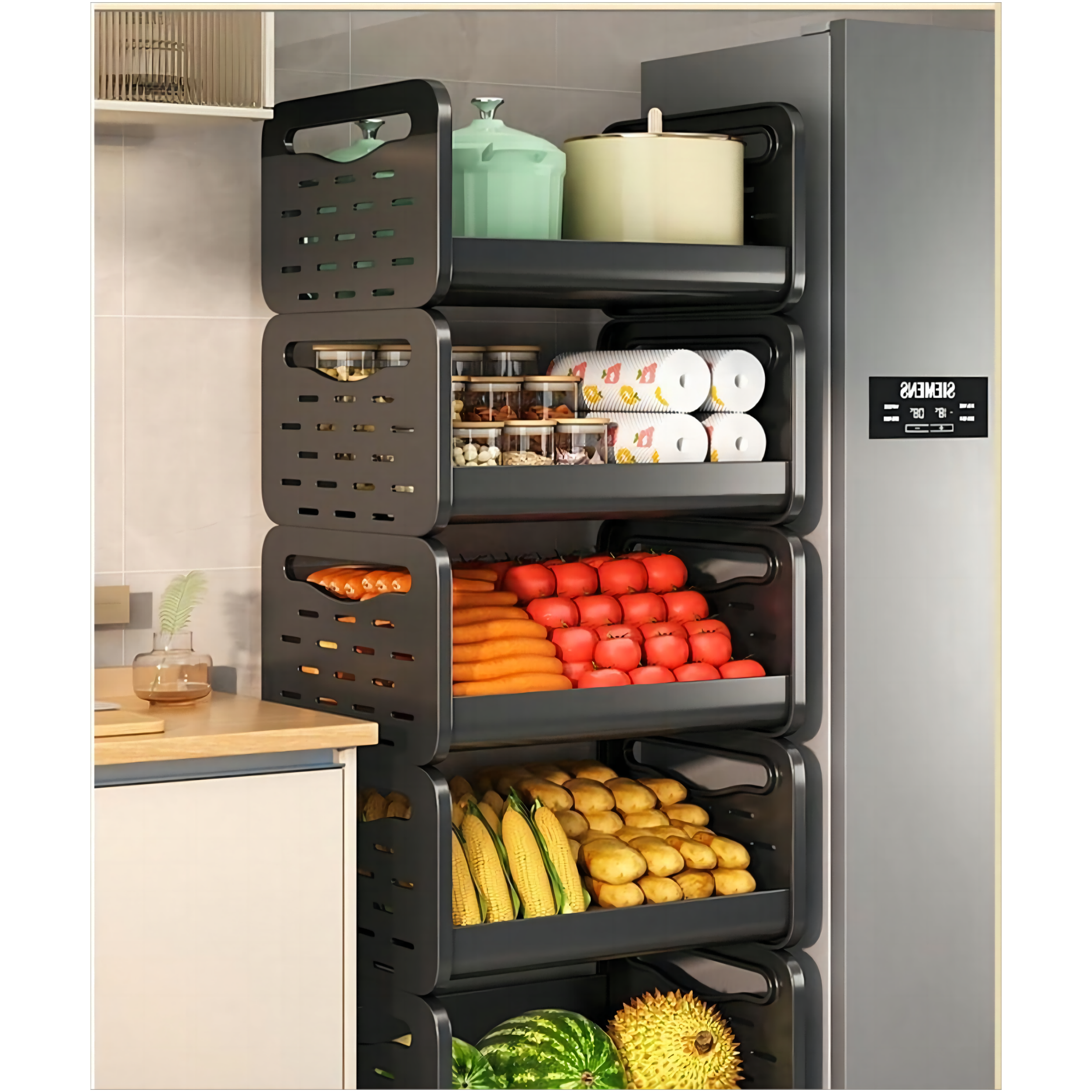 New Designed Home Kitchen Organizer Multi Layer Removable Display Rack Vegetables Storage Racks Shelving Units