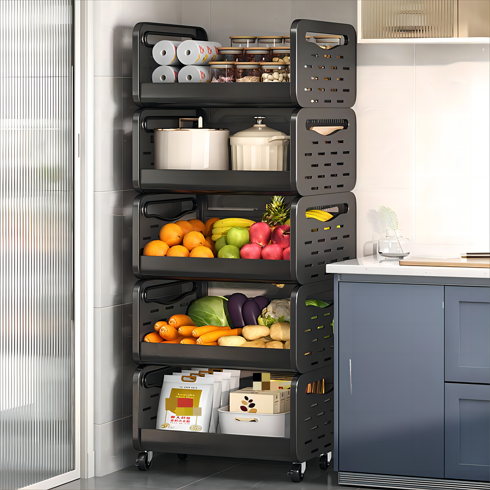 New Designed Home Kitchen Organizer Multi Layer Removable Display Rack Vegetables Storage Racks Shelving Units