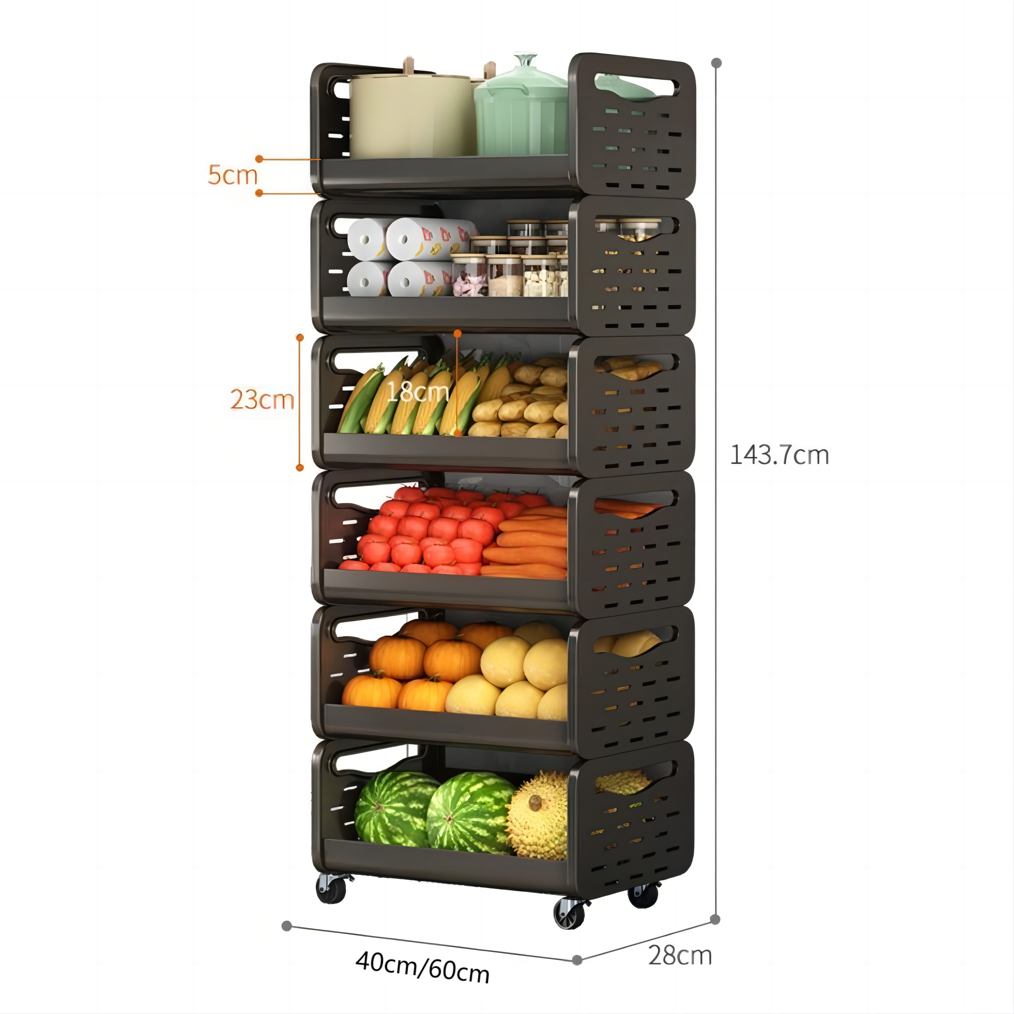 New Designed Home Kitchen Organizer Multi Layer Removable Display Rack Vegetables Storage Racks Shelving Units