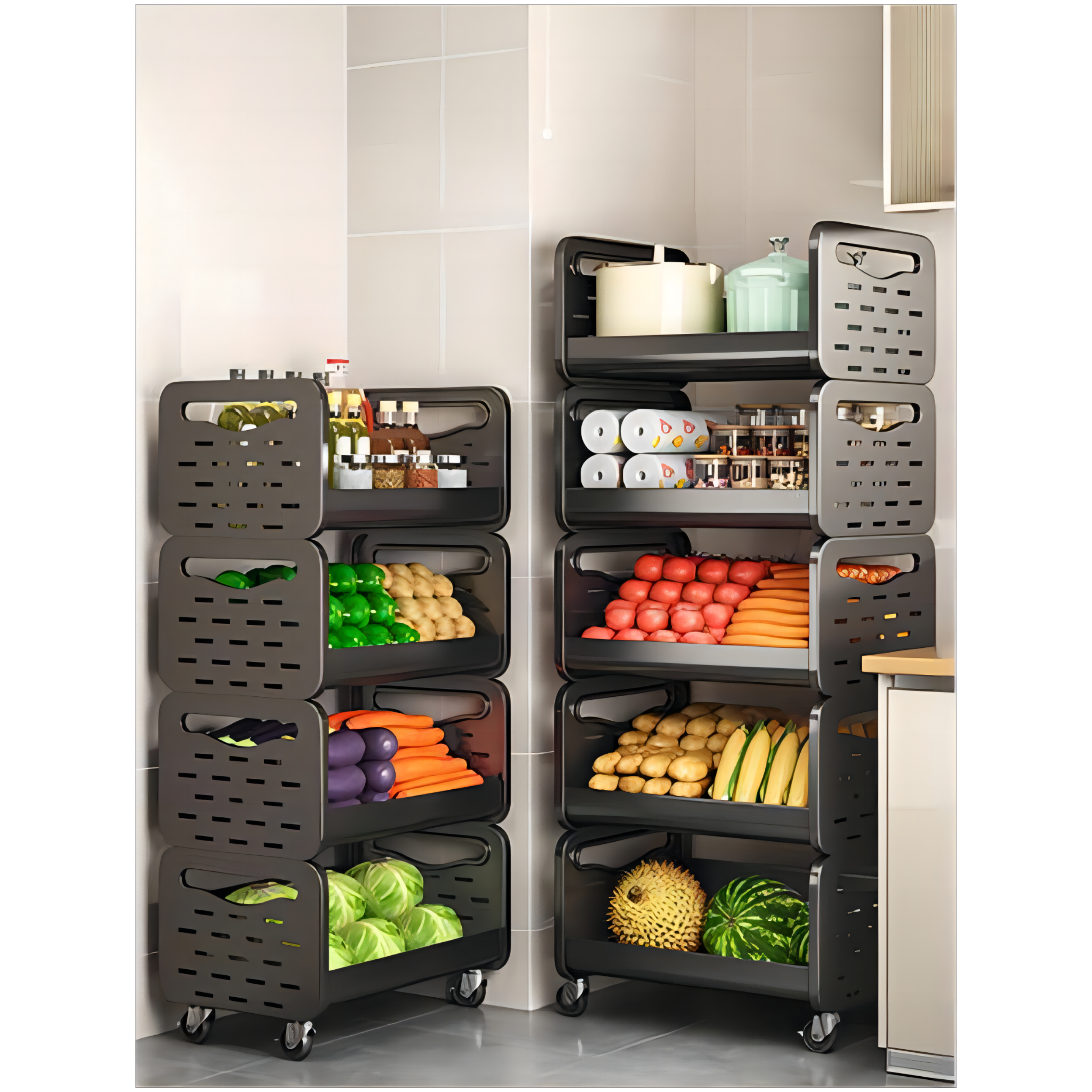 New Designed Home Kitchen Organizer Multi Layer Removable Display Rack Vegetables Storage Racks Shelving Units