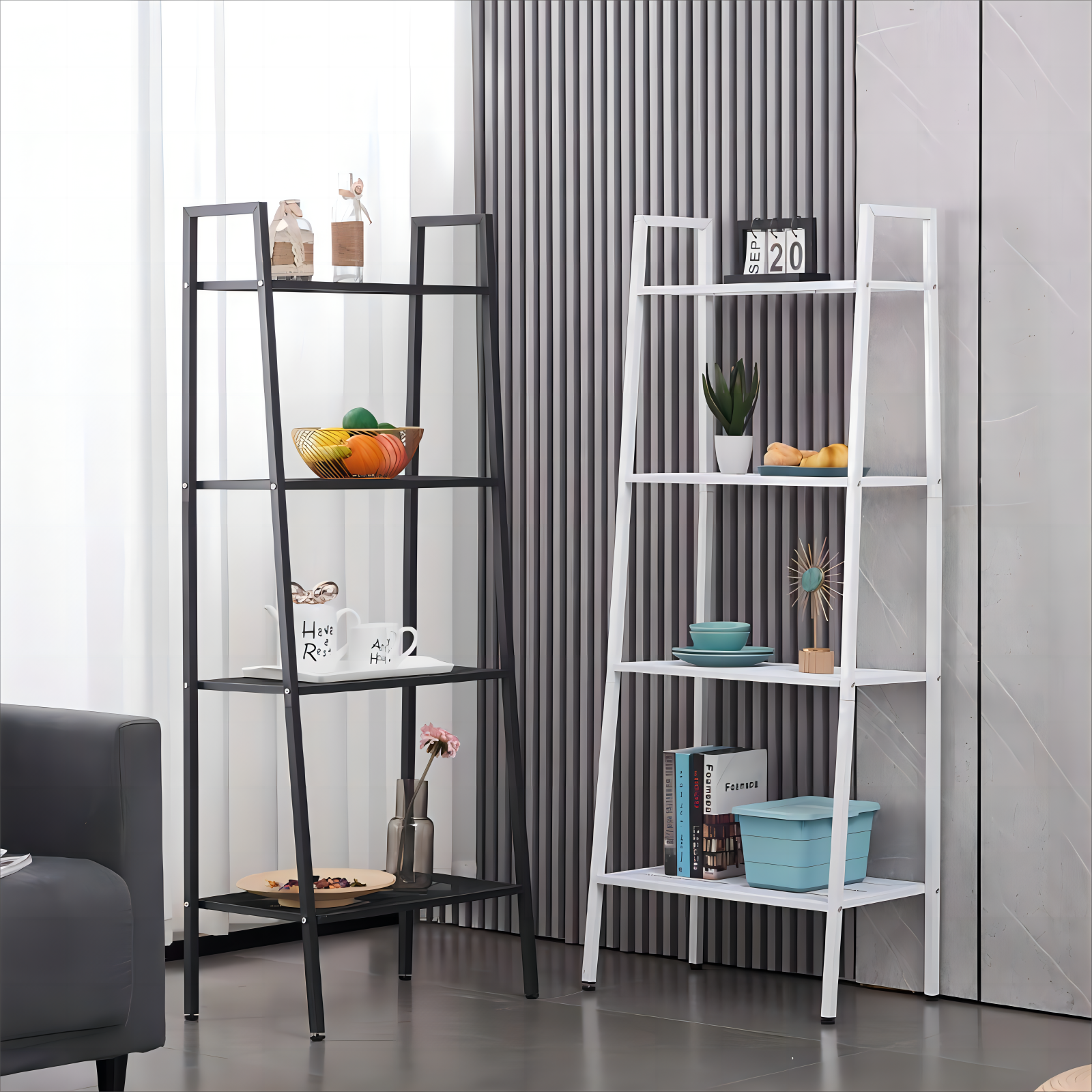 Multifunction Goods Shelves Stable Living Room Furniture Metal Shoe Racks  Ladder-Shaped Flower Stand