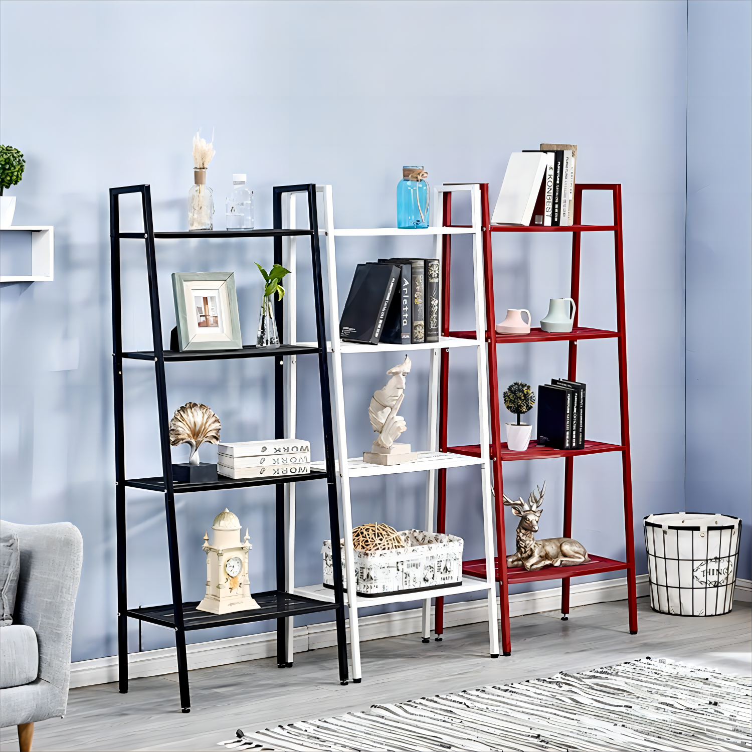 Multifunction Goods Shelves Stable Living Room Furniture Metal Shoe Racks  Ladder-Shaped Flower Stand