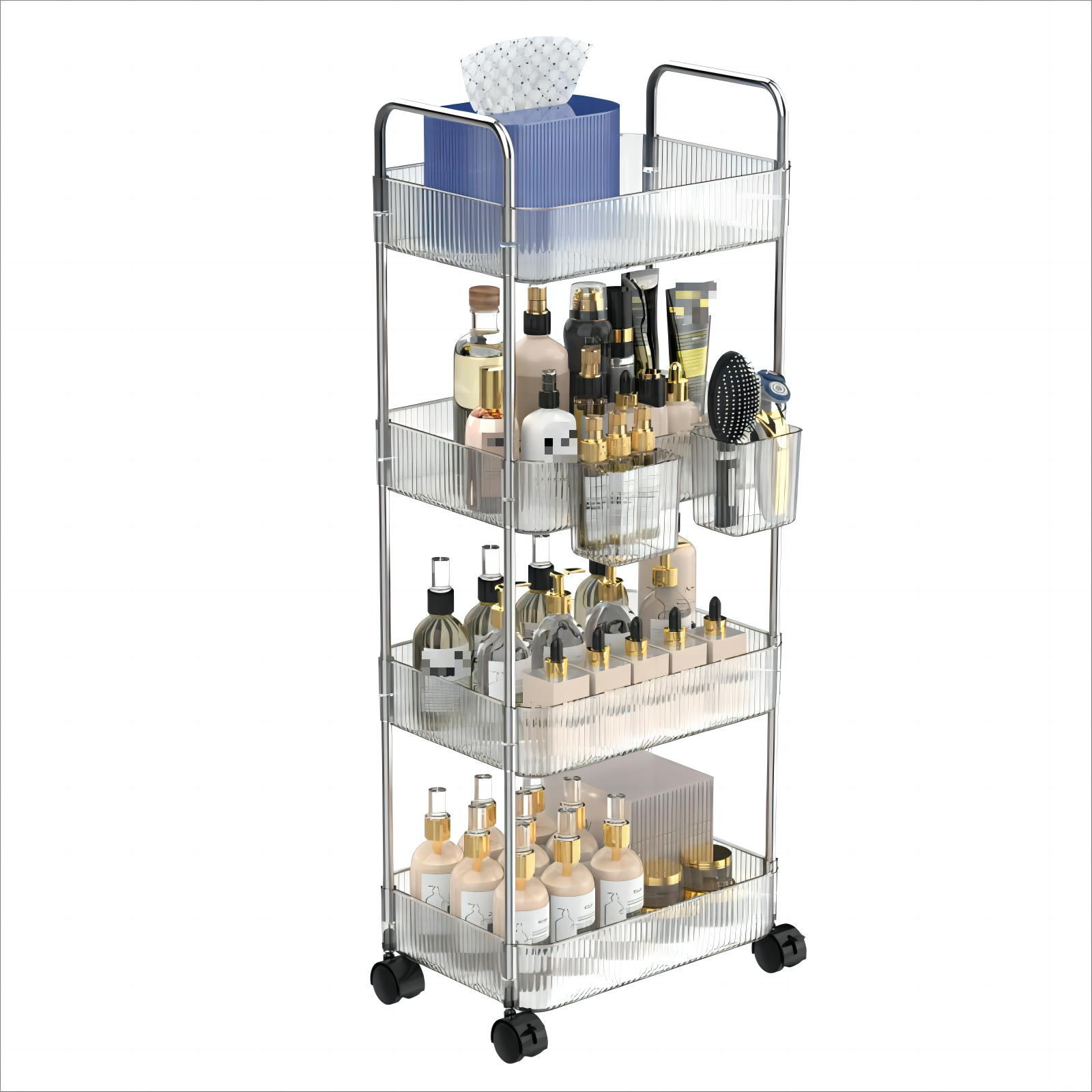 2/3/4 Tier Shelves Service Plastic Rack Kitchen Organizer Utility Bathroom Storage Trolley Rolling Slim Cart