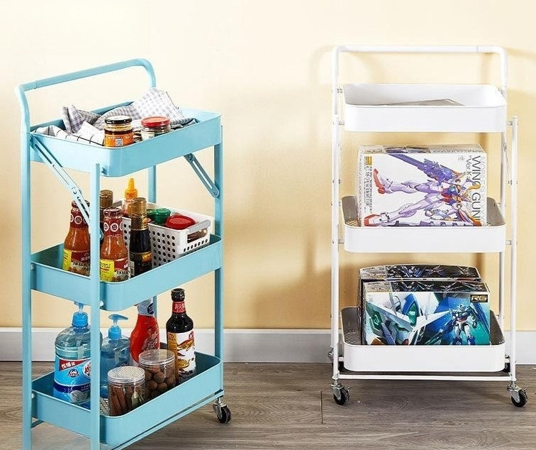 Competitive Price Kitchen Trolley Bedroom Snacks Cart Bathroom Modern Metal Storage Rack with Wheels