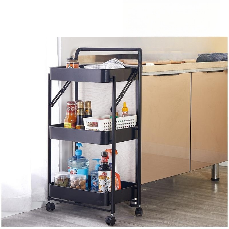 Competitive Price Kitchen Trolley Bedroom Snacks Cart Bathroom Modern Metal Storage Rack with Wheels