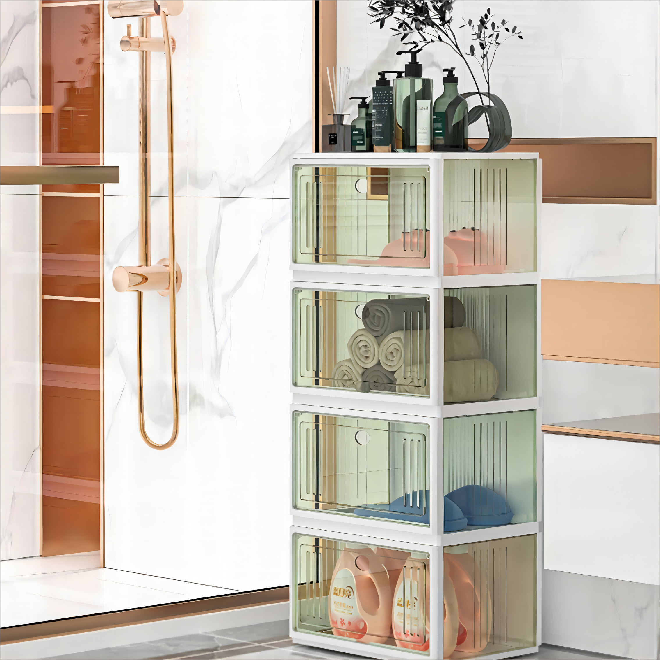 Simple Shoe Cabinet for Entryway Large Capacity Transparent Showing Shelf Foldable Shoe Storage Rack Composable Boxes