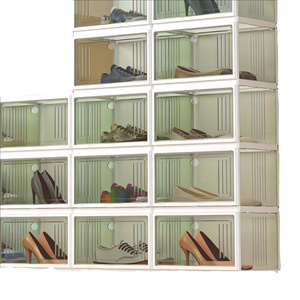 Simple Shoe Cabinet for Entryway Large Capacity Transparent Showing Shelf Foldable Shoe Storage Rack Composable Boxes