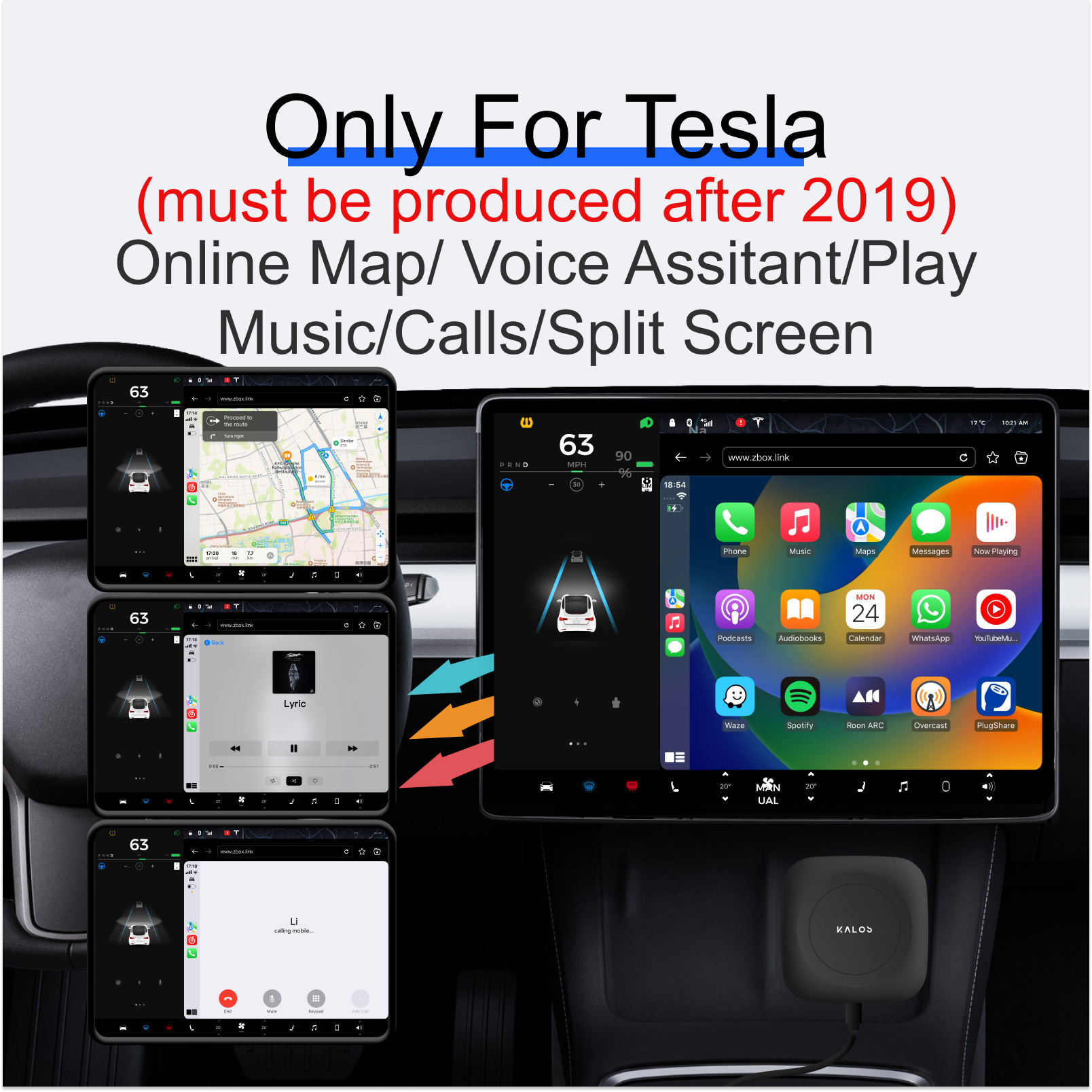 Tesla Accessory, For Tesla Model X/Y/S/3(2019 Year Later Version), Tesla Wireless Carplay AI BOX