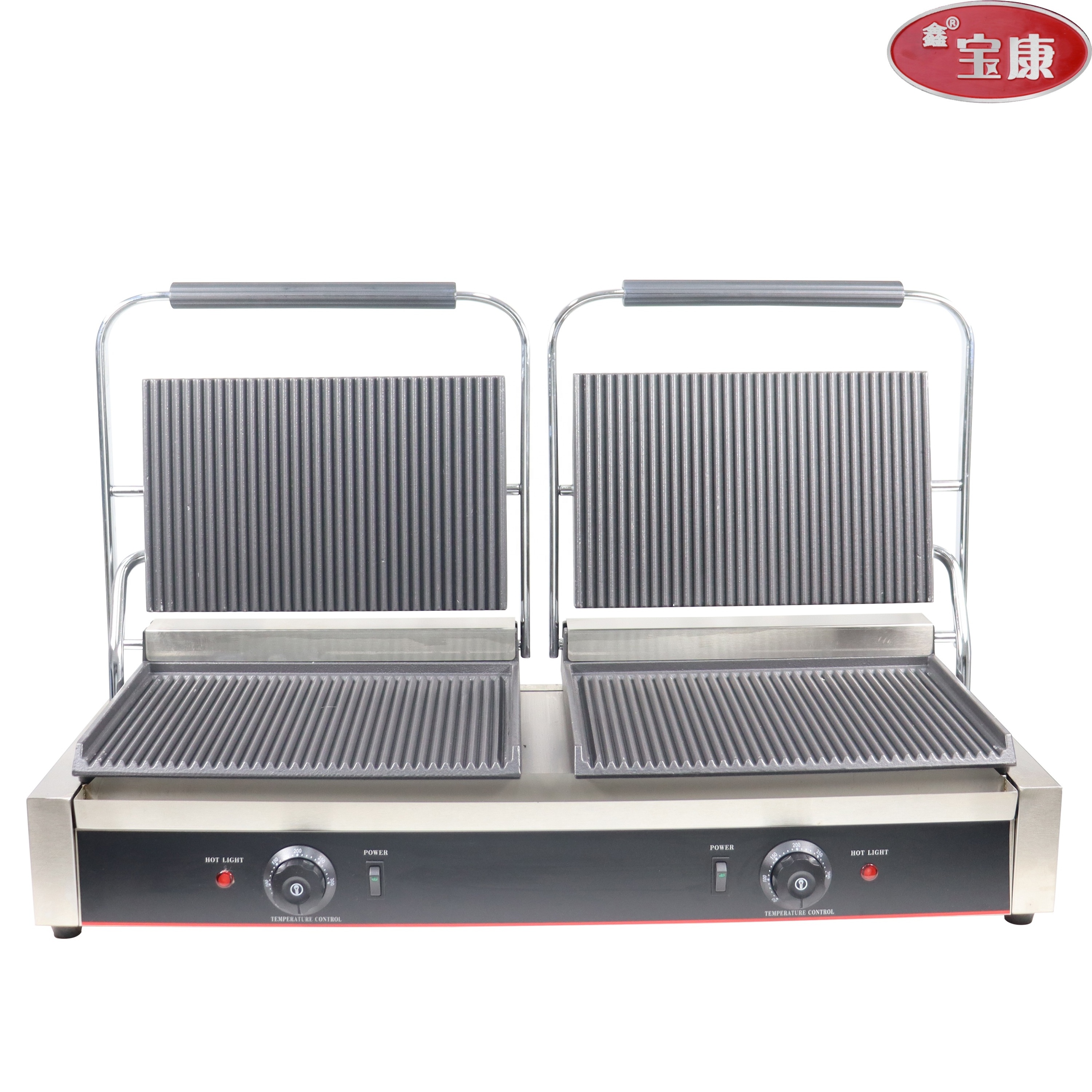 Wholesale Fast Food Kitchen Equipment Electric Beef Griller Table Top Burger Grilling Griddle Electric 220V Double Plate Contact