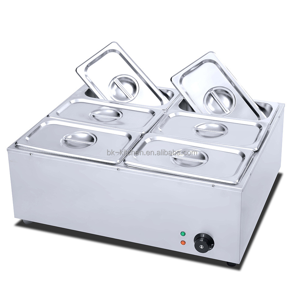 Commercial Restaurant Electric Food Warmer Stainless Steel/6 Pans Hot Food Display/Food Warmer Bain Marie