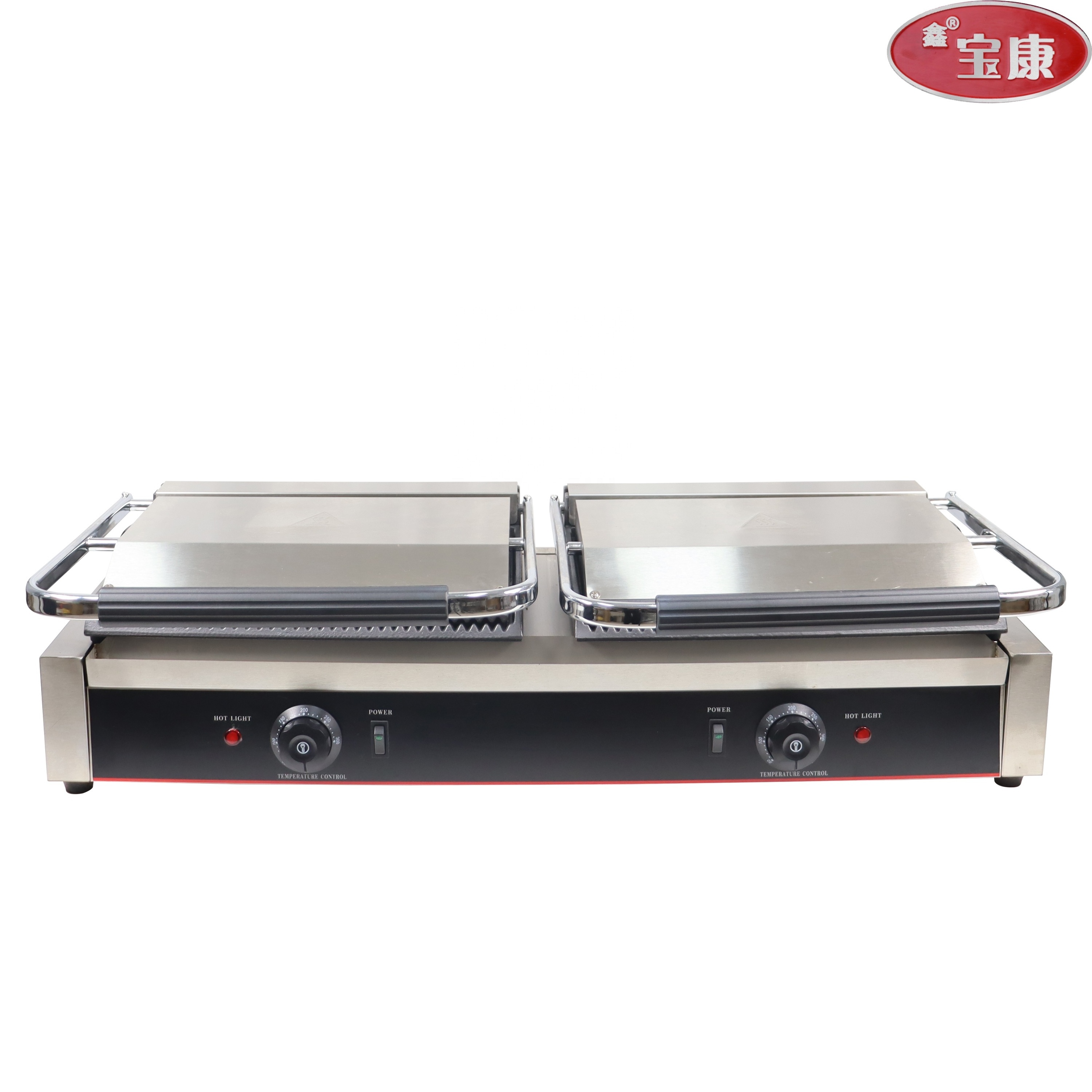 Wholesale Fast Food Kitchen Equipment Electric Beef Griller Table Top Burger Grilling Griddle Electric 220V Double Plate Contact