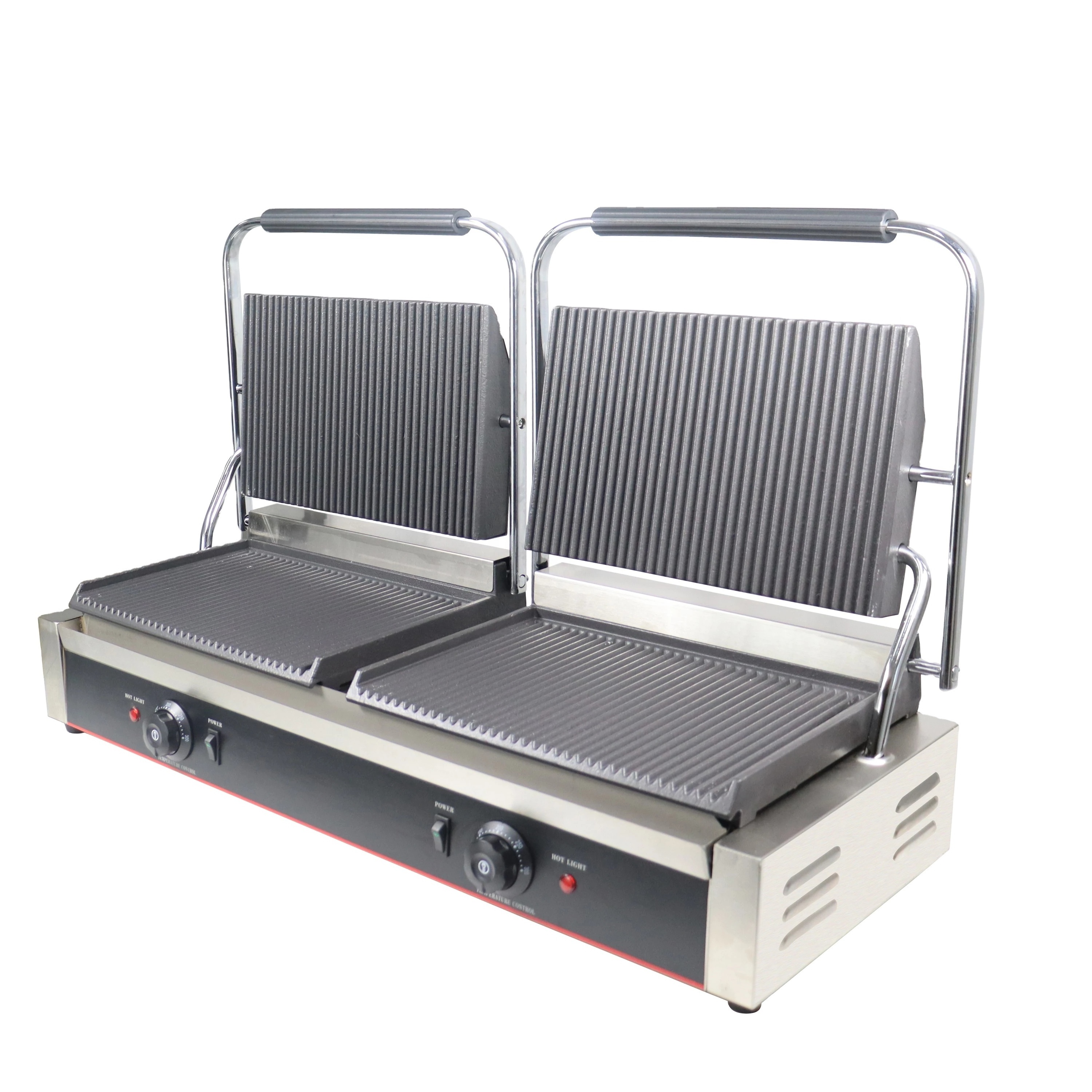 Wholesale Fast Food Kitchen Equipment Electric Beef Griller Table Top Burger Grilling Griddle Electric 220V Double Plate Contact