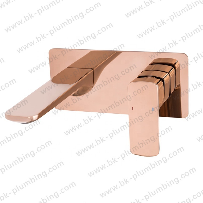 Antique Rose Gold Zinc Handle Grifo Bathroom Wall Faucet Wall Mounted Vessel Sink Hand Wash Mixer Tap Basin Faucet