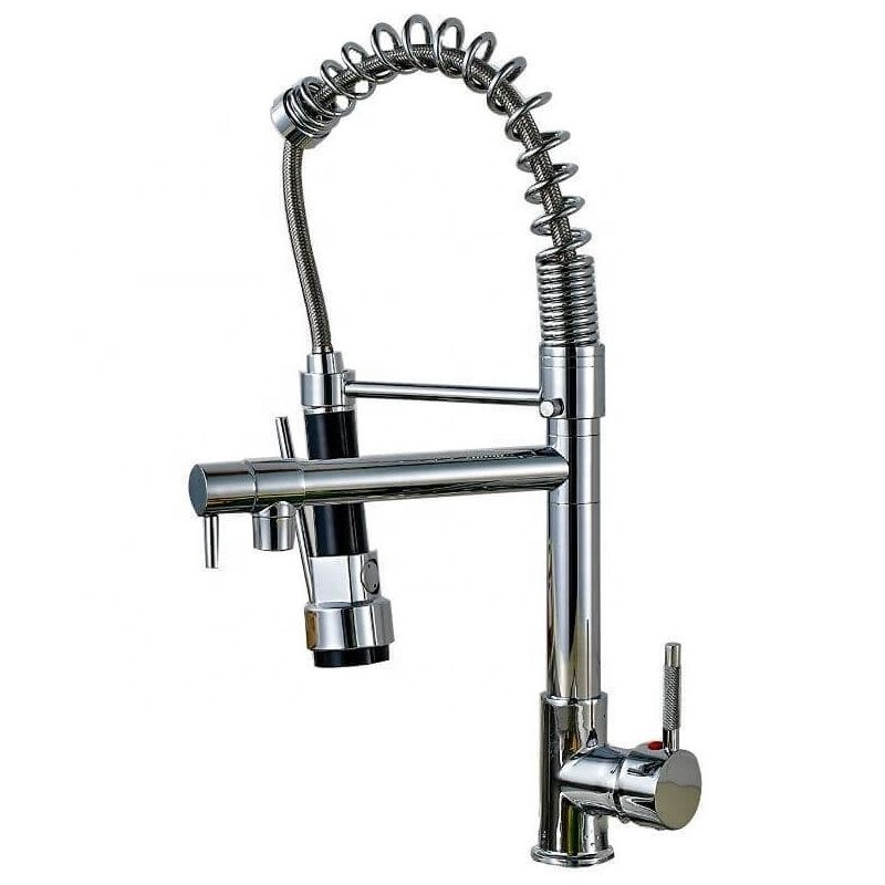 Contemporary Spring Kitchen Sink Faucet with Pull Down Sprayer, High Arch Stainless Steel Single Handle Spring Kitchen Faucets