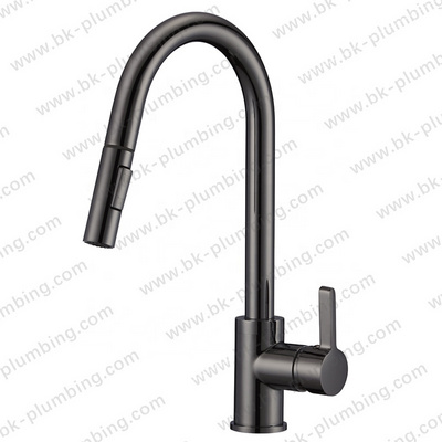 Gun Metrial Grey Kitchen Faucet with Pull Down Sprayer Brushed Nickel, High Arc Single Handle Kitchen Sink Faucet