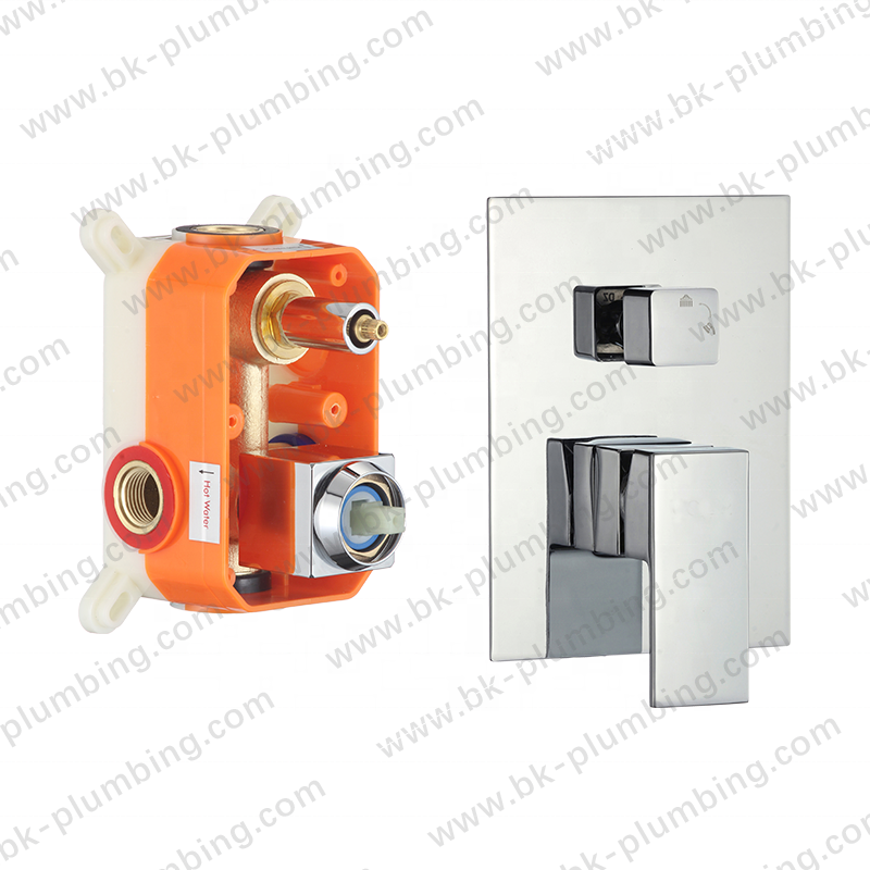 Popular In Wall Brass Shower Faucet Body Valve Concealed Square Bath Shower Mixer 2 Way Diverter Embedded Shower Body