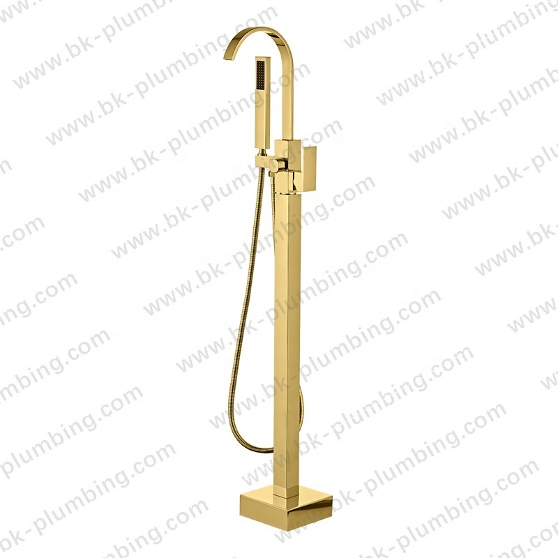 Brushed Nickel Freestanding Tub Filler Waterfall Bathtub Faucet Chrome Floor Mount Brass Bathroom Faucets with Hand Shower