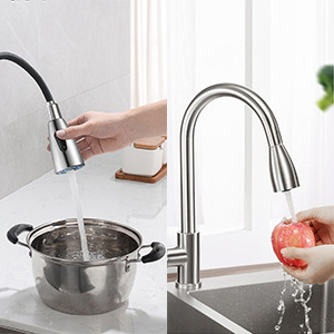 Kitchen Faucet 304-Stainless Steel Single Handle High Arc Kitchen Faucets with Pull Down Sprayer