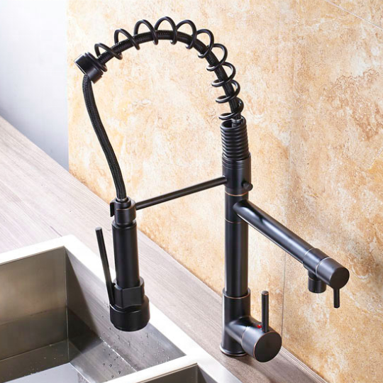 Commercial Style Single Handle Brushed Nickel Lock Sprayer Pull Down Kitchen Sink Faucet