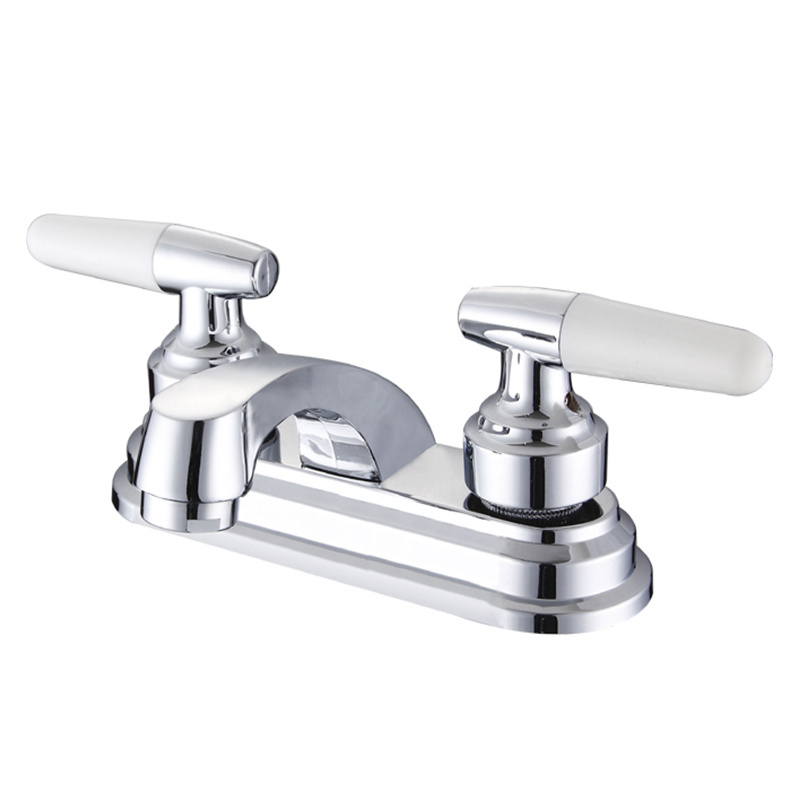 2-Handle 4 Inch Centerset Bathroom Faucet in Polished Chrome Water-Efficient Model lavatory faucet with Acrylic Handles